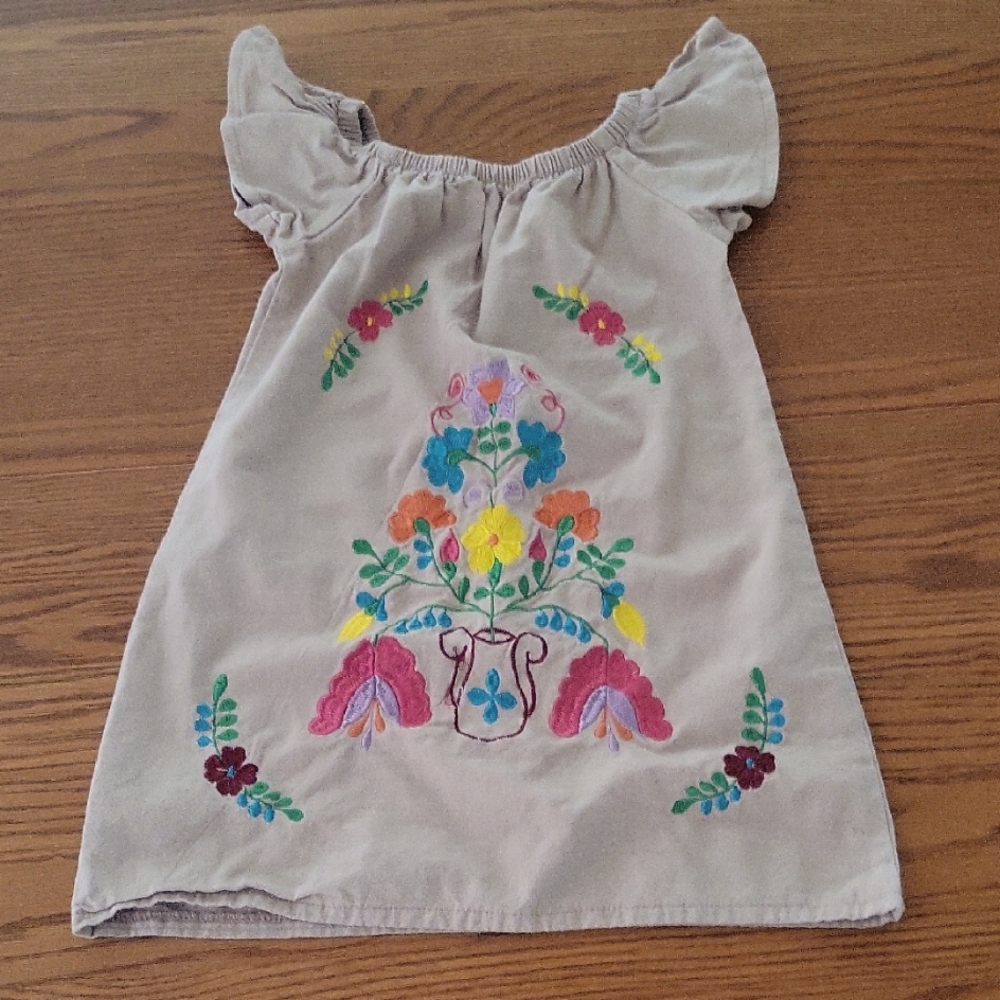 Size 2T Floral Hand Embroidered Dress